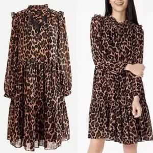 J. Crew Animal Print Long Sleeve Dress